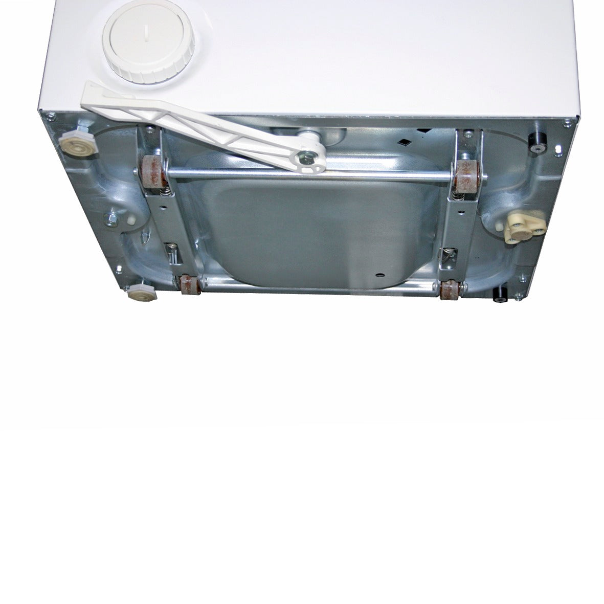 Rückansicht EURONOVA 1012AquaPlus Waschmaschine 3kg 1008UpM weiß mit Fahrwerk