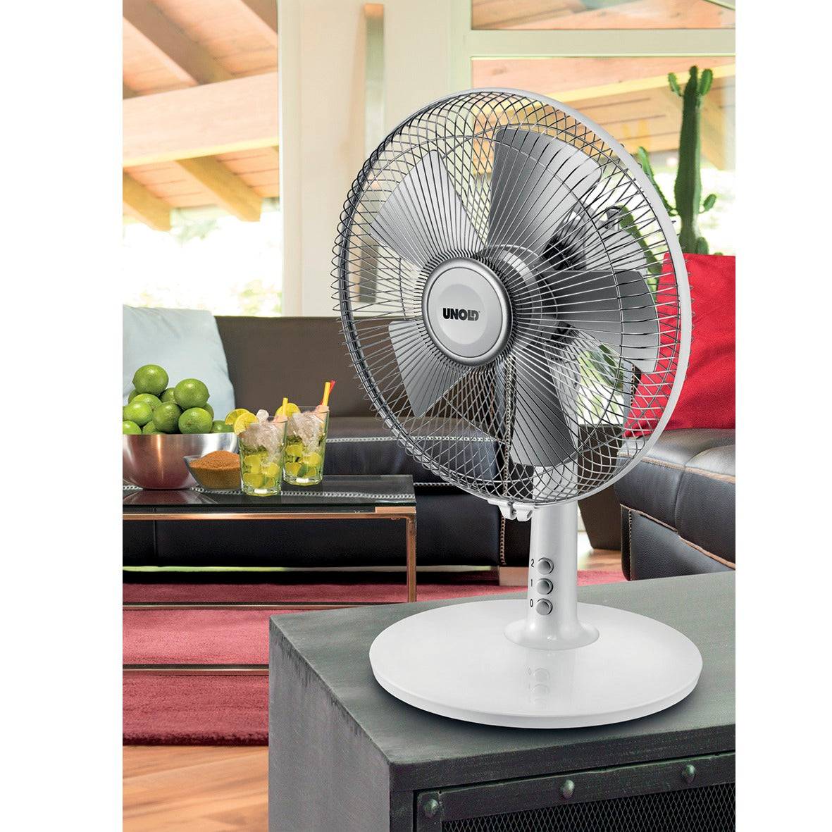 UNOLD 86810 Tischventilator Silverline weiß
