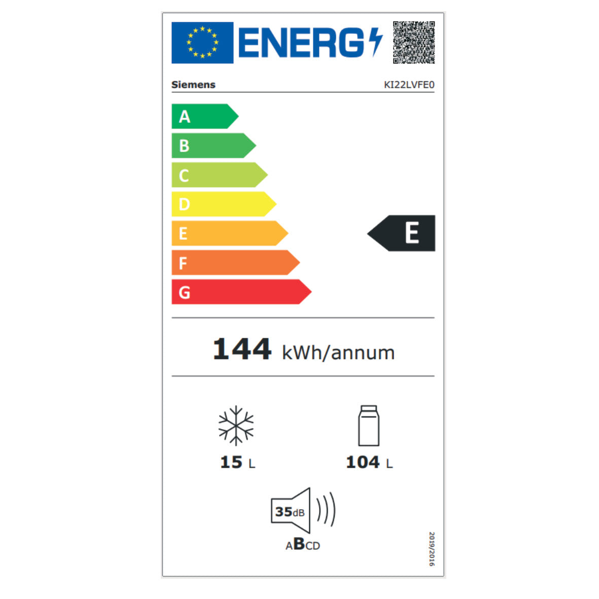 SIEMENS KI22LVFE0 Einbaukühlschrank 88x56cm mit Gefrierfach