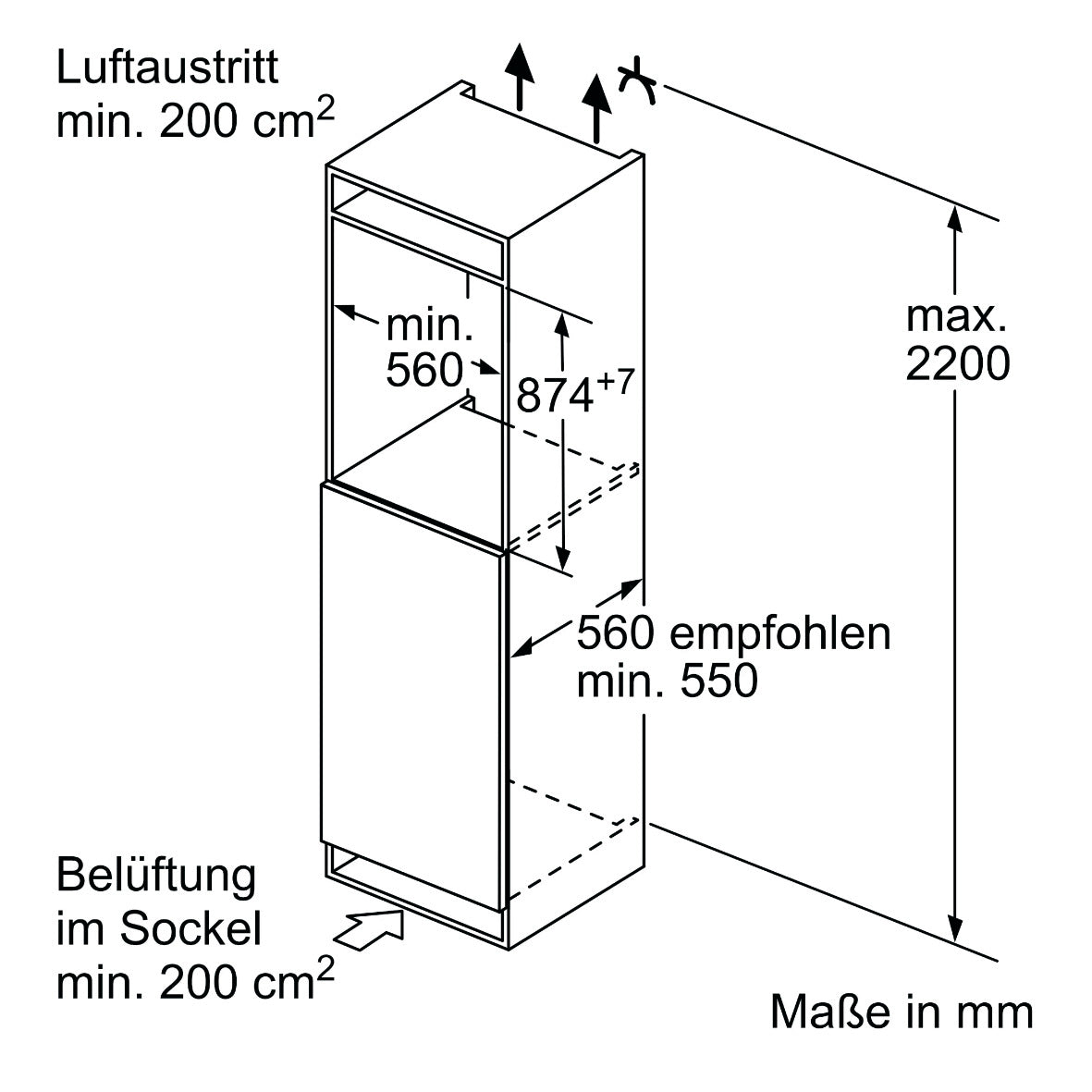 SIEMENS KI22LVFE0 Einbaukühlschrank 88x56cm mit Gefrierfach