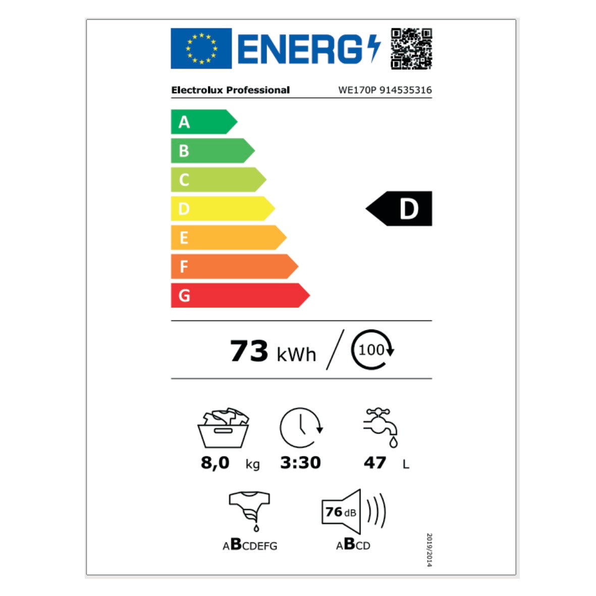 Electrolux myPRO WE170P Gewerbe Waschmaschine 8kg 1400UpM mit Laugenpumpe