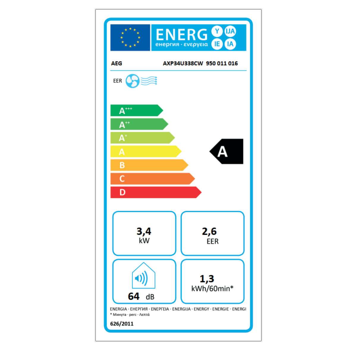 AEG AXP34U338CW Mobiles Klimagerät mit Fernbedienung