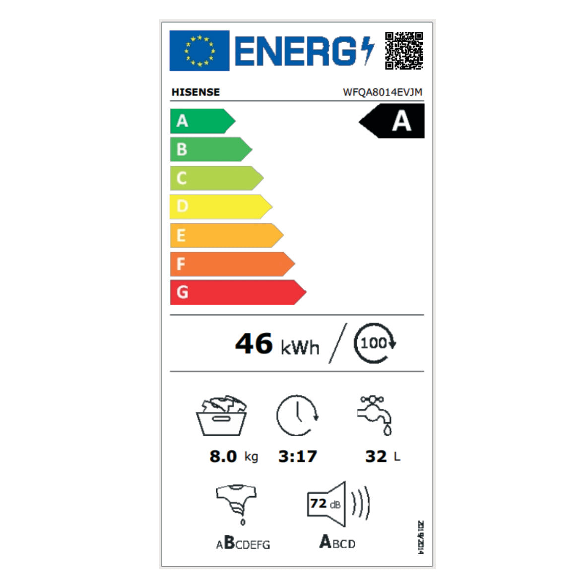 Hisense WFQA8014EVJM Waschmaschine 8kg 1400UpM