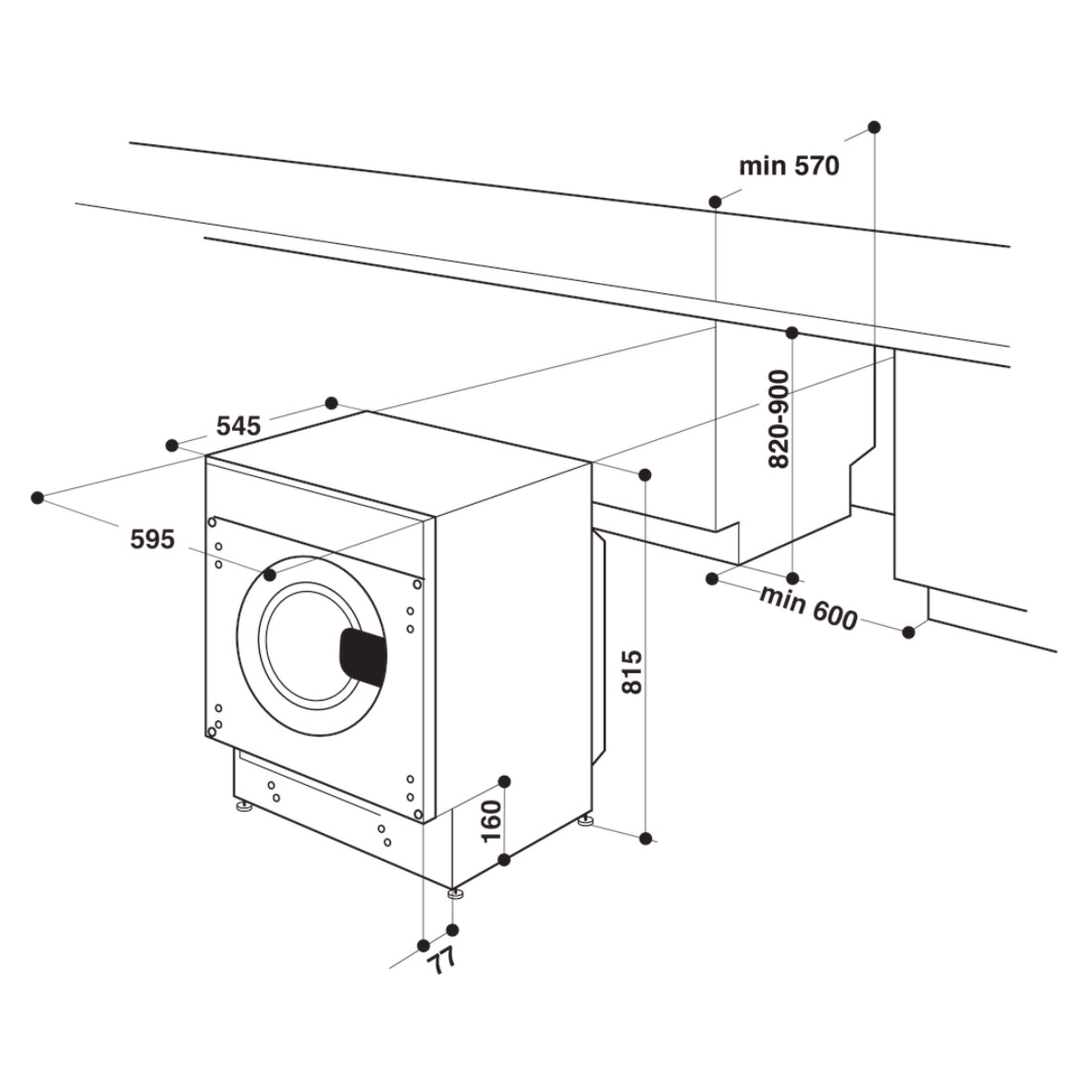 Bauknecht BIWMBG71483DEN Einbauwaschmaschine 7kg 1351UpM