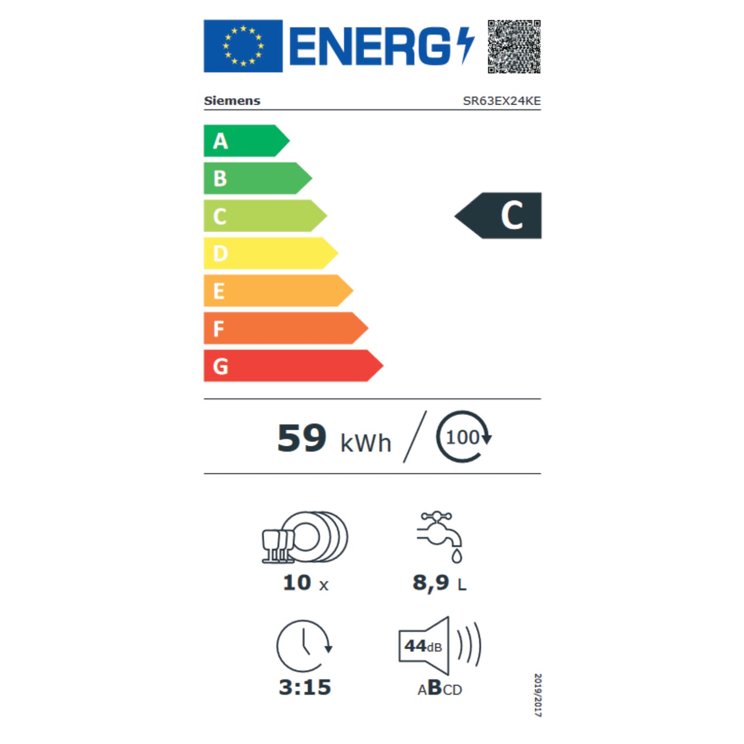Siemens SR63EX24KE Geschirrspüler vollintegriert 45cm