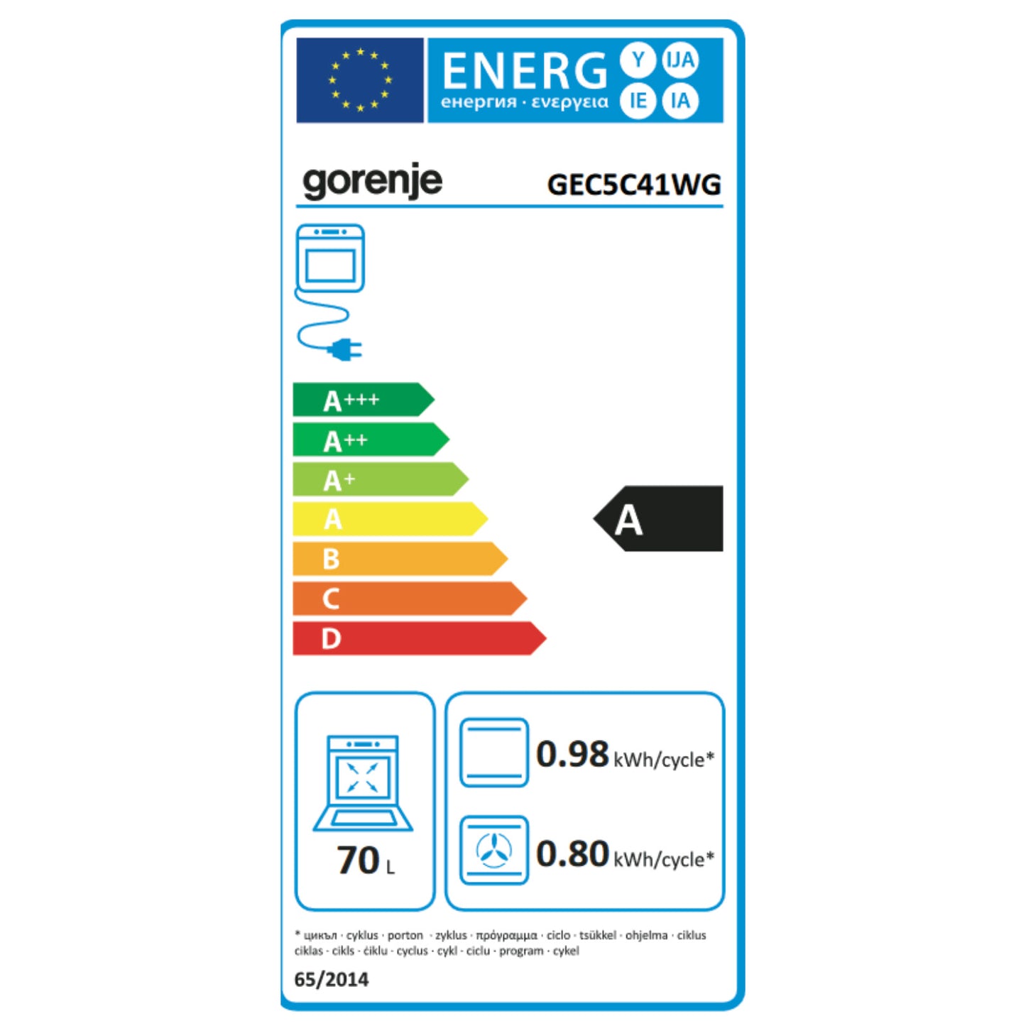 Gorenje GEC5C41WG Standherd mit Glaskeramikkochfeld
