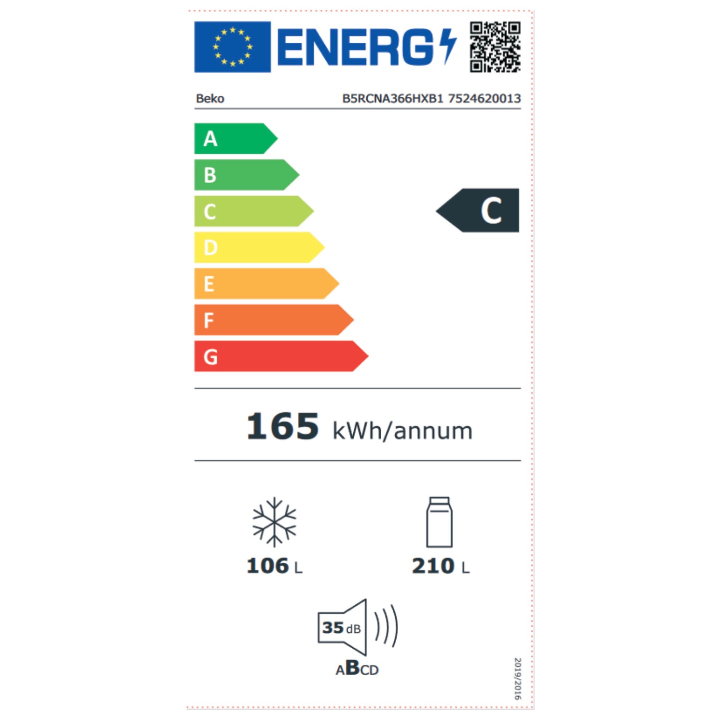 Beko B5RCNA366HXB1 Kühl-Gefrierkombination 186,5cm