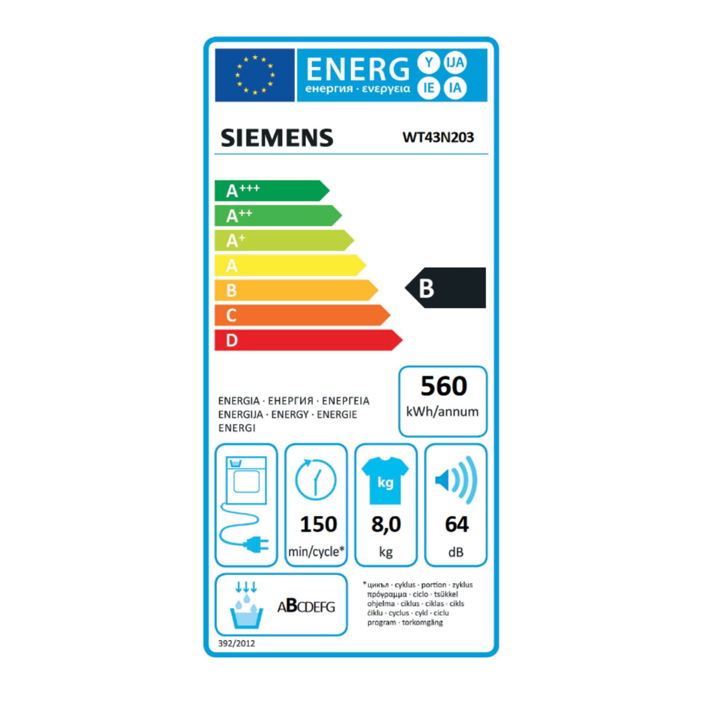 Siemens WT43N203 Kondenstrockner 8kg
