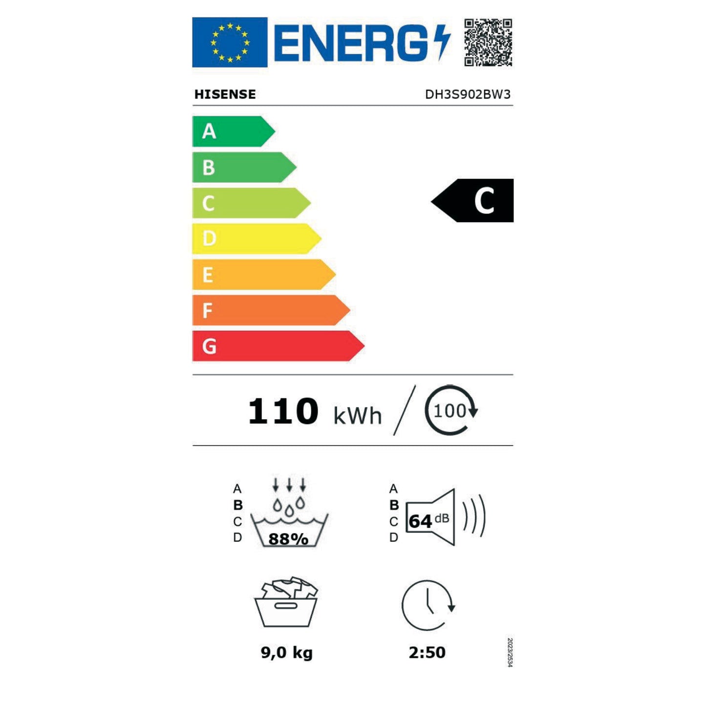 Hisense DH3S902BW3 Wärmepumpentrockner 9kg
