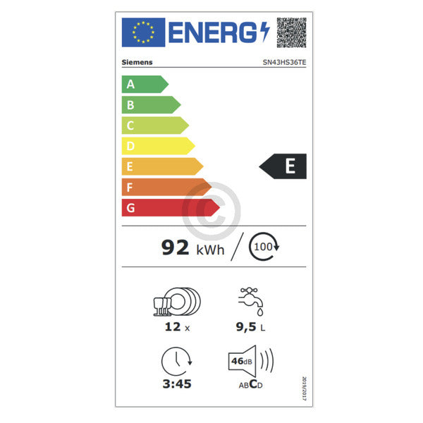 SIEMENS SN43HS36TE Unterbaugeschirrspüler 60cm WIFIfähig