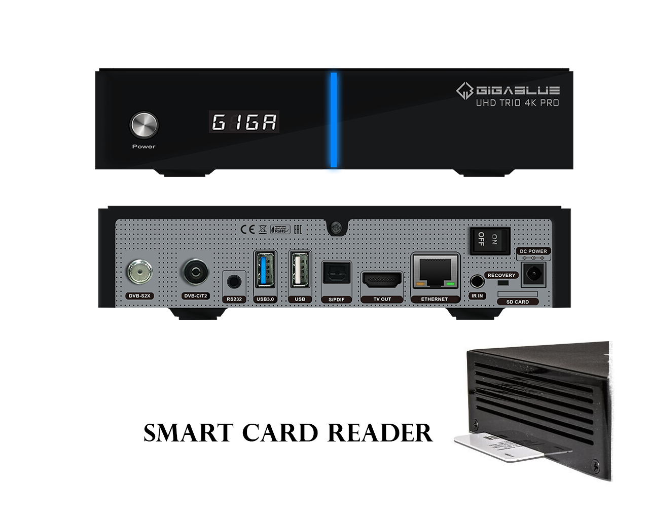 GigaBlue UHD Trio 4K PRO / 1x DVB-S2x & 1x DVB-C/T Tuner