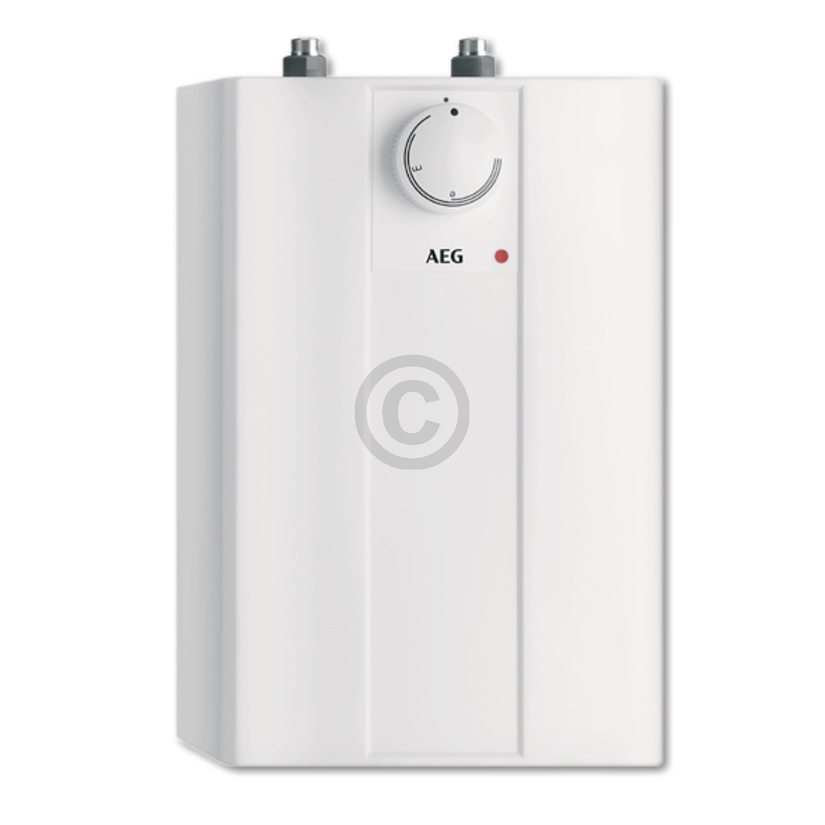 Ein Dein-Hausgerät AEG Huz5Basis Heißwassergerät Untertischspeicher 5Liter auf weißem Hintergrund.